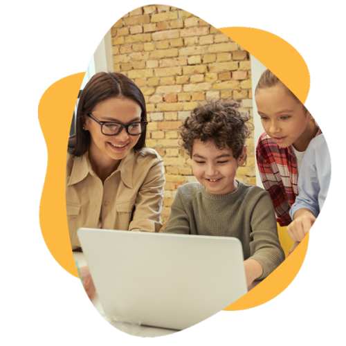 Parent and child at computer